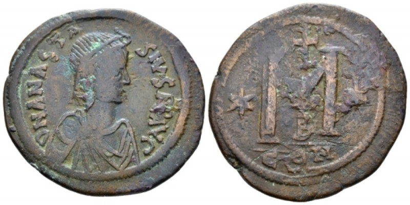 Anastasius I, 491-518. Follis Constantinople circa 498-518, Æ 38mm., 14.99g. Dia...