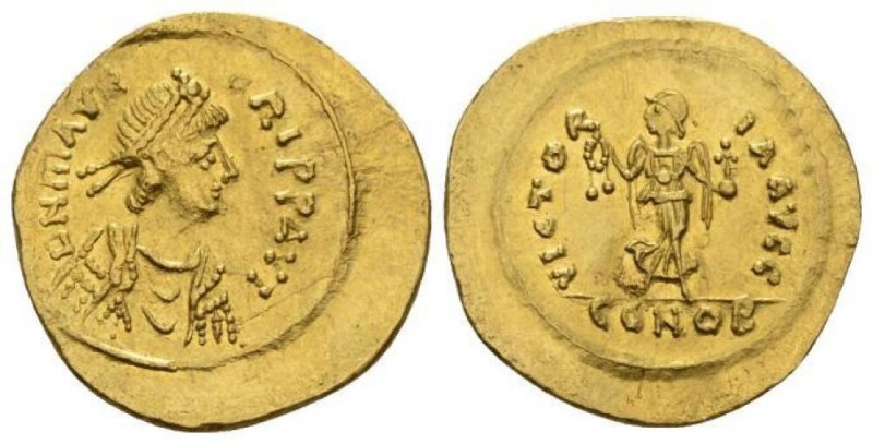 Maurice Tiberius 582-602. Semissis Constantinople circa 583-602, AV 18mm., 2.27g...