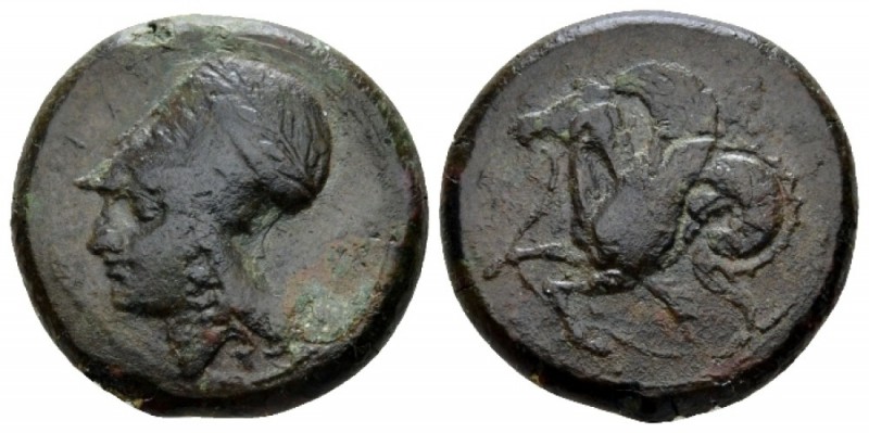 Sicily, Syracuse Bronze circa 405, Æ 21mm., 7.73g. Head of Athena l., wearing Co...