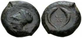 Sicily, Syracuse Drachm circa 405-367, Æ 30mm., 28.32g. Head of Athena l., wearing Corinthian helmet decorated with wreath. Rev. Sea-star between two ...