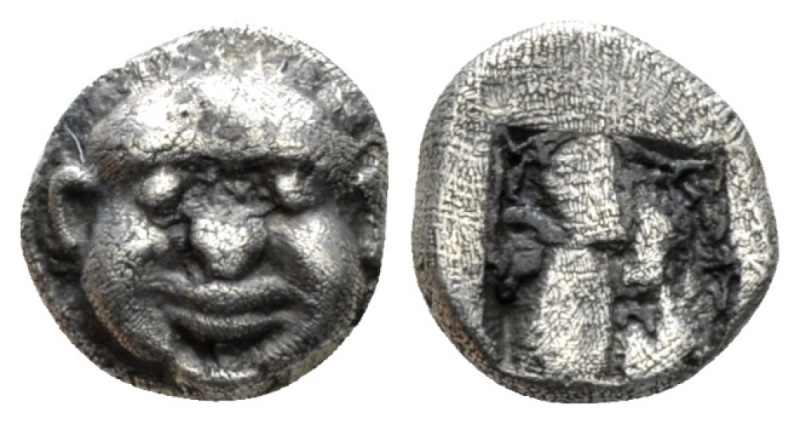 Macedonia, Neapolis Trihemiobol circa 500-480, AR 8mm., 0.94g. Gorgoneion. Rev. ...