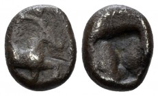 Macedonia, Uncertain (Aegae?) Trihemiobol (?) Circa VI-V cent. BC, AR 9mm., 1.17g. Forepart of goat r. Rev. Incuse. Cf. SNG ANS 66. cf. SNG Copenhagen...