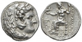 Kingdom of Macedon, Alexander III, 336 – 323 Babylon Tetradrachm circa 325-323, AR 26mm., 17.03g. Head of Herakles r., wearing lion skin. Rev. Zeus Aë...