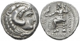 Kingdom of Macedon, Alexander III, 336 – 323 Citium Tetradrachm circa 325-320, AR 26mm., 17.06g. Head of Herakles r., wearing lion skin. Rev. Zeus Aët...