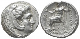 Kingdom of Macedon, Alexander III, 336 – 323 Susa Tetradrachm circa 324-323, AR 26mm., 17.11g. Head of Herakles r., wearing lion skin. Rev. Zeus Aëtop...