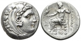Kingdom of Macedon, Alexander III, 336 – 323 Miletus Tetradrachm circa 323-319, AR 26mm., 16.66g. Head of Herakles r., wearing lion skin. Rev. Zeus Aë...