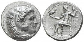 Kingdom of Macedon, Alexander III, 336 – 323 Babylon Tetradrachm circa 323-317, AR 26mm., 16.83g. Head of Herakles r., wearing lion skin. Rev. Zeus Aë...