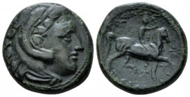 Kingdom of Macedon, Cassander 306-297 uncertain mint Bronze circa 306-297, Æ 20mm., 7.88g. Head of Heracles r., wearing lion's skin. Rev. Rider on hor...