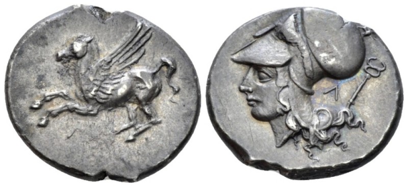 Acarnania, Leucas Stater circa 435-380, AR 23mm., 8.53g. Pegasus flying l.; Λ be...