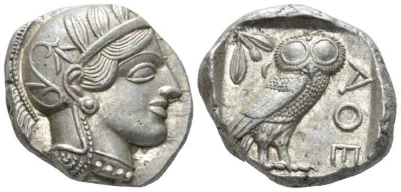Attica, Athens Tetradrachm circa 440-430, AR 26mm., 17.21g. Head of Athena r., w...