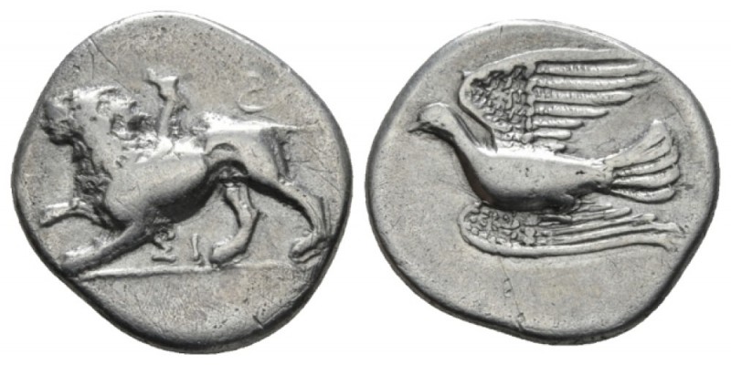 Sicyonia, Sicyon Triobol IV cent. BC, AR 17mm., 2.65g. Chimera standing l. Rev. ...