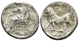 The Seleucid Kings, Seleucus I Nicator, 312- 281 BC Babylon Stater circa 312-305, AR 22mm., 14.77g. Baal seated l., holding sceptre and l. hand on thr...