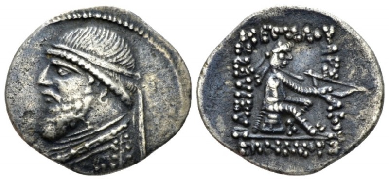 Parthia, Mithradates II, 123-88. Drachm circa 123-88, AR 23mm., 3.54g. Diademed ...