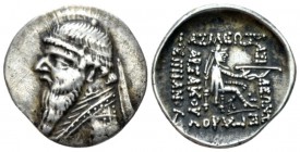 Parthia, Mithradates II, 123-88. Drachm circa 123-88, AR 21mm., 4.02g. Diademed bust l. Rev. Archer seated r. on throne. Shore 87. Sellwood 27.2

To...