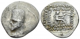 Parthia, Orodes I, 90-77. Drachm circa 90-77, AR 21mm., 4.16g. Bust l. wearing tiara. Rev. Archer seated r. on throne. Shore 122. Sellwood 31.5.

Ve...