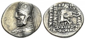 Parthia, Orodes I, 90-77. Drachm circa 90-77, AR 20mm., 3.83g. Bust l. wearing tiara. Rev. Archer seated r. on throne. Shore 124. Sellwood 31.6.

Ve...