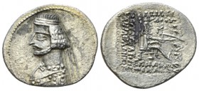 Parthia, Mithradates III, 57-54 Drachm circa 57-54, AR 20mm., 3.44g. Diademed bust l. Rev. Archer seated r. on throne. Shore 194. Sellwood 40.5.

Ve...