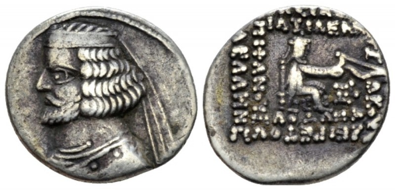 Parthia, Orodes II, 57-38. Orodes II, 57-38. circa 57-38, AR 21mm., 3.76g. Diade...