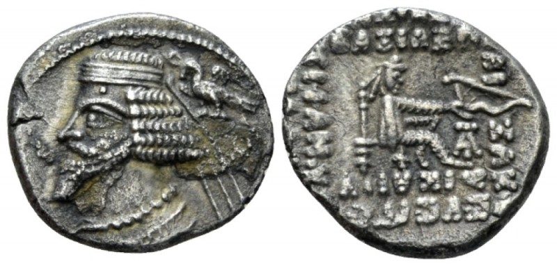 Parthia, Phraates IV, 38-2. Drachm circa 38-2, AR 19mm., 3.79g. Diademed bust l....