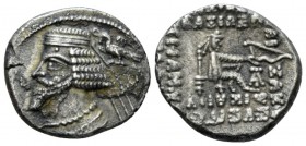 Parthia, Phraates IV, 38-2. Drachm circa 38-2, AR 19mm., 3.79g. Diademed bust l.; in r. field, eagle crowning the king. Rev. Archer seated r. on thron...