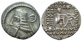 Parthia, Vologases I, 51-78 Drachm circa 51-78, AR 20mm., 3.15g. Diademed bust l. Rev. Archer seated r. on throne. Shore 373. Sellwood 70.13.

Very ...