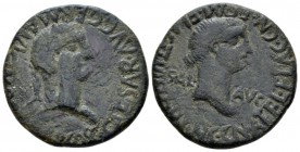 Hispania, Carthago Nova Gaius with Caesonia, 37-41. As circa 37-41, Æ 26.8mm., 12.26g. Laureate head of Caligula r. Rev. Draped bust of Caesonia, as S...