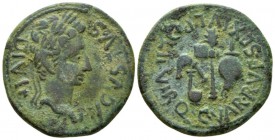 Hispania, Carthago Nova Octavian as Augustus, 27 BC – 14 AD As circa 27 BC - 14 AD, Æ 29.3mm., 13.30g. AVGVSTVS DIVI·F Laureate head r. Rev. C·VAR·RVF...