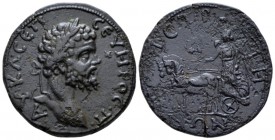 Moesia, Istrus Septimius Severus, 193-211 Bronze circa 193-211, Æ 30mm., 17.34g. Laureate bust r. Rev. Winged nike in galloping biga l.; holding wreat...
