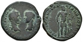 Moesia, Marcianopolis Macrinus, 217-218 5 Assaria circa 217-218, Æ 27mm., 12.75g. Laureate, draped and cuirassed bust r. of Macrinus r., facing bare-h...