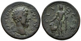 Corinthia, Corinth Marcus Aurelius, 161-180 Bronze circa 161-180, Æ 27.9mm., 13.63g. Laureate bust r., drapery on l. shoulder. Rev. nude Mercury/Herme...