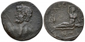 Arcadia, Thelpusa Septimius Severus, 193-211 Bronze circa 198-209, Æ 22.9mm., 6.06g. Laureate and heroically nude bust of Septimius Severus to left, s...
