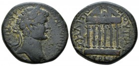 Pontus, Zela Caracalla, 198-217 Bronze circa 209-210 (year 146), Æ 28.5mm., 19.69g. Laureate head r. Rev. Hexastyle temple of Anaitis; in exergue, ЄT ...