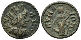 Aeolis, Cyme Pseudo autonomous issues. Bronze circa III cent Time of Valerian-Gallienus, Æ 18.5mm., 2.81g. KY – MH Turreted head r. Rev. KYMA – IΩN Ty...