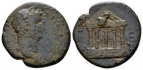 Ionia, Ephesus Hadrian, 117-138 Bronze circa 117-138, Æ 22.5mm., 6.01g. Laureate head r. Rev. Tetrastyle temple. SNG Righetti 849.

Green patina, Ab...