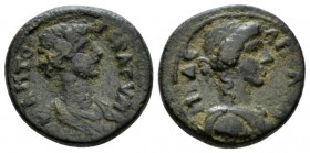 Lydia, Apollonis Pseudo-autonomous issues. Bronze II cent., Æ 16.5mm., 3.06g. AΠOΛΛΩ – NIΔE Laureate head of Apollo r. Rev. IEPA CVN – KΛHTOC Draped b...
