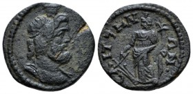 Lydia, Saitta Pseudo-autonomous issue. Bronze Time of CaracallaGallienusc, Æ 19mm., 3.82g. Draped bust of Serapis r., wearing modius. Rev. Tyche stand...