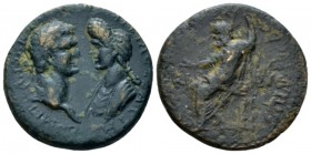 Phrygia, Cibyra Domitian, 81-96 Bronze circa 81-96, Æ 23.3mm., 7.46g. ΔOMITIANOC KAICAP ΔOMITIA CEBACTH Confronted busts of Domitian and Domitia. Rev....