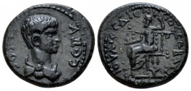 Phrygia, Sebaste Nero, 54-68 Bronze circa 54-68, Æ 20.3mm., 5.08g. CЄBACTOC Bare-headed and draped bust r. Rev. CЄBACTHNΩN IOVΛIOC ΔIONVCIOC Zeus seat...