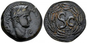 Seleucis ad Pieria, Antioch Nero, 54-68 Bronze circa 54-68, Æ 20mm., 6.99g. Laureate head r; in r. field, serpent. Rev: Large S C within wreath. McAle...