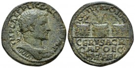 Coele-Syria, Heliopolis Gallienus, 253-268 Bronze circa 256-257, Æ 27.7mm., 12.89g. Laureate and cuirassed bust r. Rev. Three prize crowns, each conta...