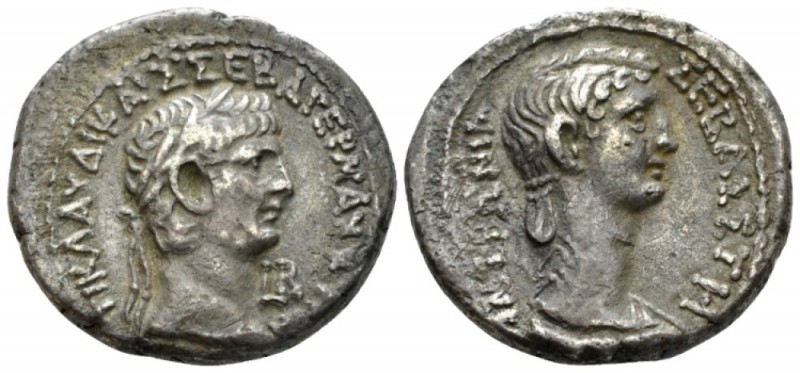 Egypt, Alexandria Claudius with Antonia, 41-54 Tetradrachm circa 41-42 (year 2),...