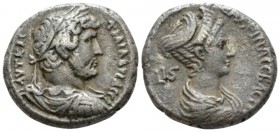 Egypt, Alexandria Hadrian, 117-138 Tetradrachm circa 131-132 (year 16), billon 24.6mm., 12.15g. Laureate, draped and cuirassed bust r. Rev. СΑΒƐΙΝΑ СƐ...