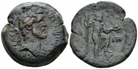 Egypt, Alexandria. Dattari. Antoninus Pius, 138-161 Drachm circa 154-155 (year 18), Æ 35.5mm., 28.53g. Laureate and draped bust r. Rev. Poseidon stand...