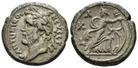 Egypt, Alexandria. Dattari. Antoninus Pius, 138-161 Tetradrachm circa 157-158 (year 21), billon 23.8mm., 12.94g. Laureate bust l., drapery on l. shoul...