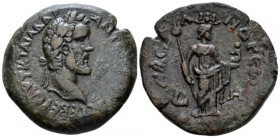 Egypt, Alexandria. Dattari. Antoninus Pius, 138-161 Dracm circa 144-145 (year 8), Æ 34.7mm., 22.74g. Laureate head r. Rev. ΑΛƐXΑΝΔΡƐ Isis(?), wearing ...