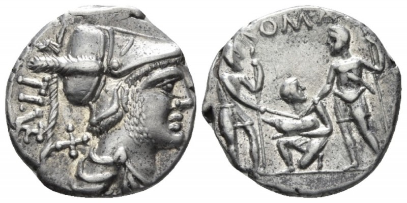 T. Veturius. Denarius 137, AR 18.5mm., 3.87g. TI ·VET ligate Helmeted and draped...