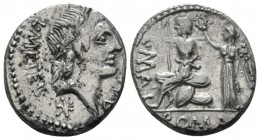 C. Publicius Malleolus, A. Postumius Sp. f. Albinus and L. Metellus- Denarius 96 (?), AR 18mm., 3.91g. L·METEL – A·ALB·S·F Laureate head of Apollo r.;...