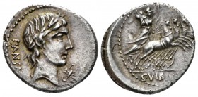 C. Vibius C.f. Pansa. Denarius 90, AR 19.5mm., 3.93g. PANSA Laureate head of Apollo r.; below chin, A. Rev. Minerva in fast quadriga r., holding spear...