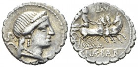C. Naevius Balbus. Denarius 79, AR 18.5mm., 3.80g. Diademed head of Venus r.; behind, S C. Rev. Victory in triga r.; above, VIII. In exergue, C NAE BA...