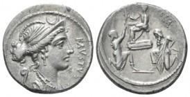Faustus Cornelius Sulla. Denarius 56, AR 19mm., 3.53g. FAVSTVS Diademed and draped bust of Diana r.; above, crescent and behind, lituus. Rev. FELIX Su...